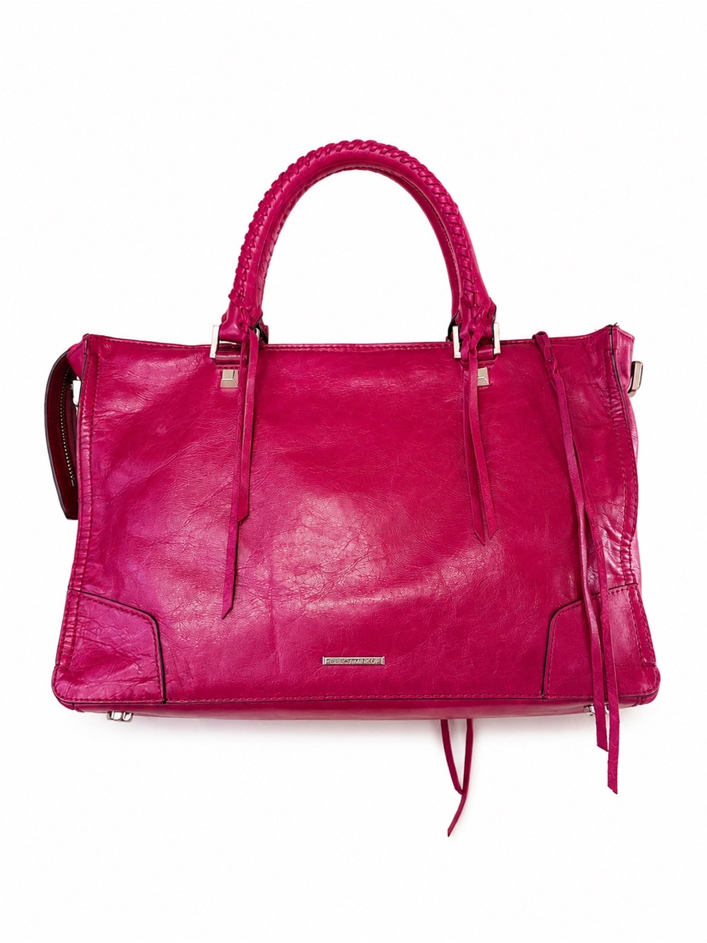 Rebecca Minkoff Regan Distressed Leather Satchel Tote Adjustable Removable Strap